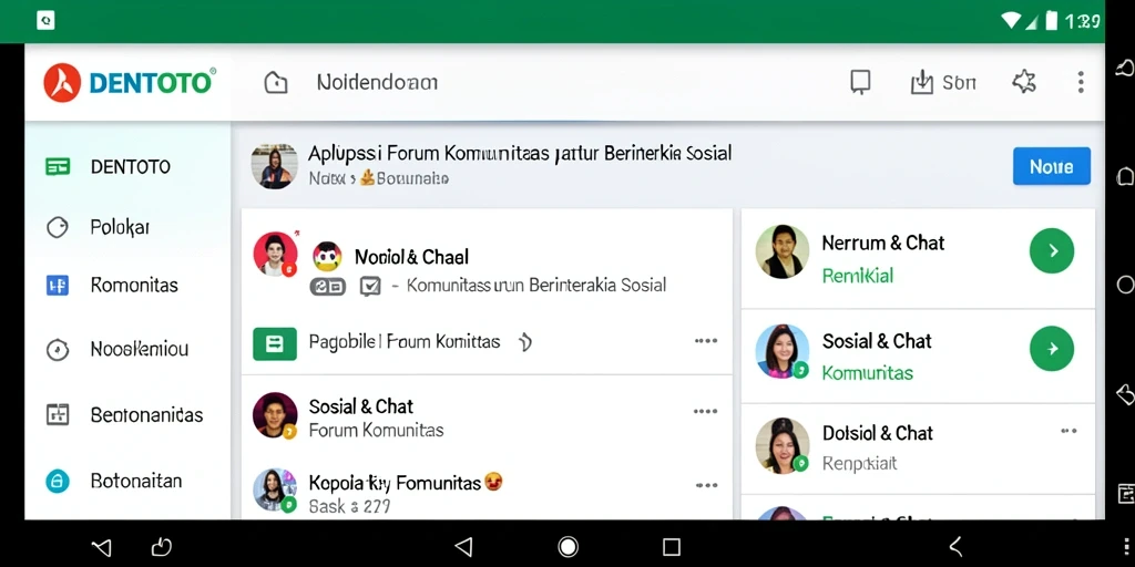 Tampilan antarmuka DENTOTO dengan fitur forum komunitas yang interaktif.