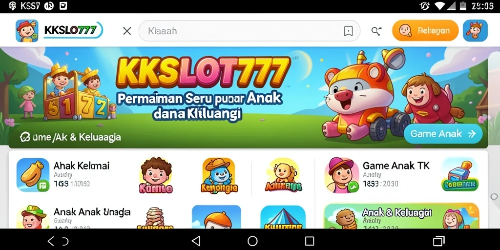 Tampilan antarmuka KKSLOT777 yang ceria dan interaktif.