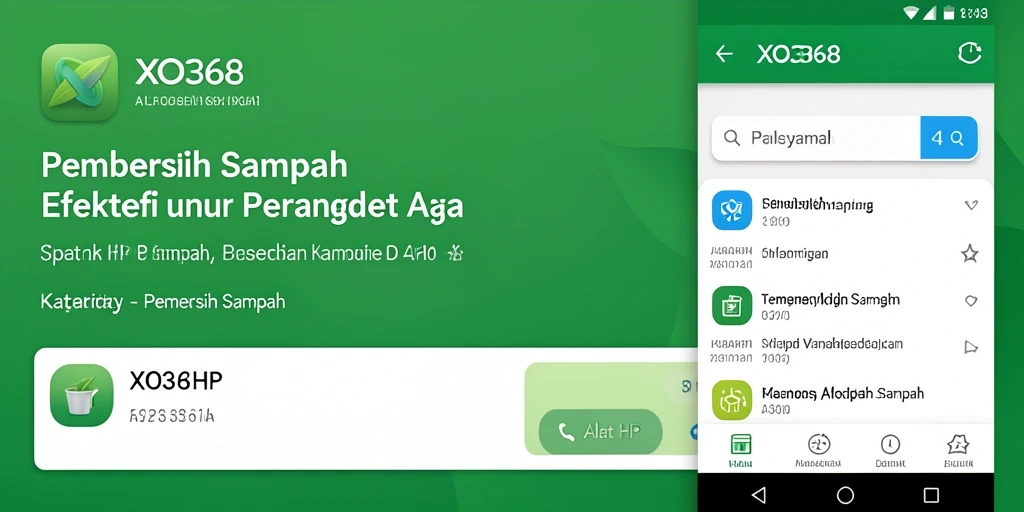Antarmuka aplikasi XO368 dengan fitur pembersihan yang simpel.
